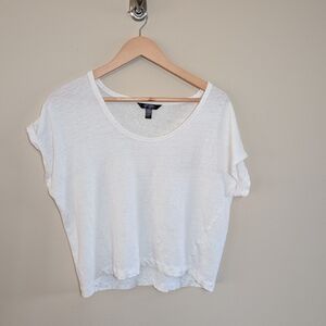Banana Republic White Linen Short Sleeve Top, Size L